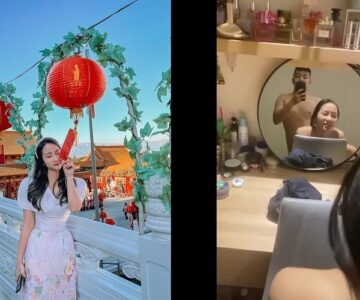 Da trắng dáng ngon chơi em trước trên bàn trang điểm