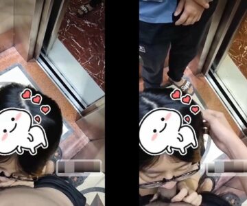 Đang bú cu trong thang máy thì có người lạ đi vào nhưng em mặc kệ bú tiếp