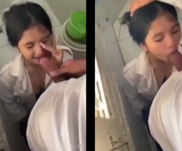 Trốn tiết đưa cô bạn thân vào nhà vệ sinh trường bú cu khủng