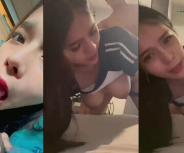 Em sinh viên vú to lai tây trong bộ đồng phục thể dục trường