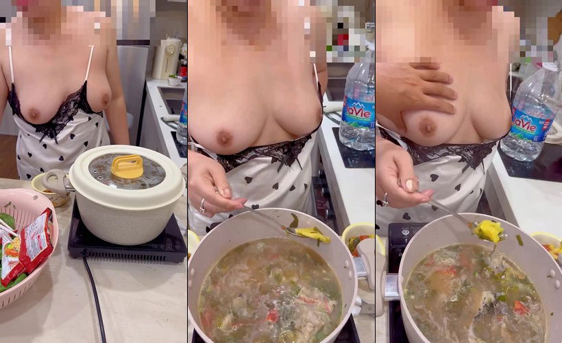 Vào bếp nấu ăn tẩm bổ cho anh sau một đêm mây mưa vắt cạn sức